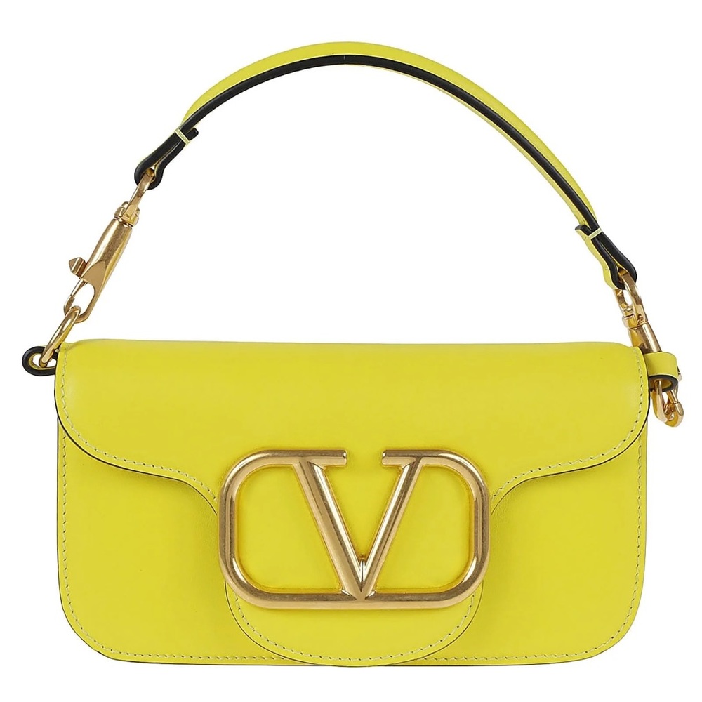 Valentino Yellow Shoulder Bag with Gold Accents